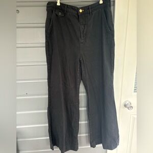 Pilcro anthropologie black wide leg pants trousers size 32